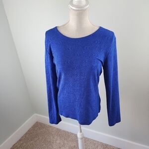Chicos Women’s Long Sleeve Boat Neck Royal Blue Top Size 1 Or Medium